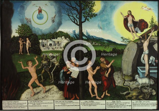 Damnation and Redemption. Law and Grace. Artist: Cranach, Lucas, the Elder (1472-1553)