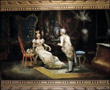 Damsel and a fop Eugenio Lucas Villaamil oil
