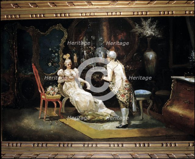 Damsel and a fop', Eugenio Lucas Villaamil oil.