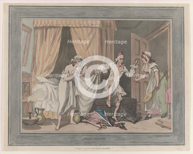 Damp Sheets, August 1, 1791., August 1, 1791. Creators: Thomas Rowlandson, Thomas Malton II.