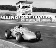Dan Gurney driving a Porsche, French Grand Prix, Rheims, 1961