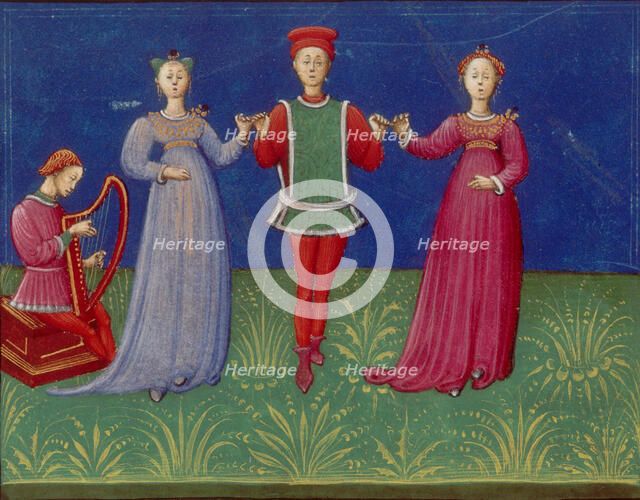 Dance classes. From: De pratica seu arte tripudii (On the Practice or Art of Dancing), 1463. Creator: Anonymous.