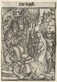 Dance of Death: The Pope. Creator: Hans Holbein (German, 1497/98-1543)