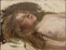 Dance of the Falling Leaves, (bust of a reclining woman, sketch), 1894-1896. Creator: Torsten Wasastjerna