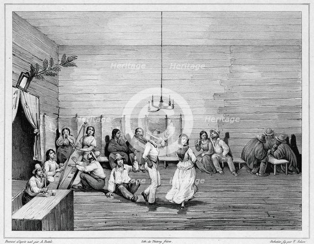 Dance of the People at Valparaiso, Chile, 19th century. Creators: Alexander Postels, Victor Adam, Leon Jean-Baptiste Sabatier.