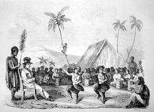 Dance of the Two Children, Hawaii 19th century. Artist: Ellis