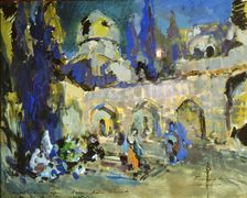 Dance stage design for Cesare Pugni's ballet The Little Humpbacked Horse 1912. Artist: Konstantin Korovin