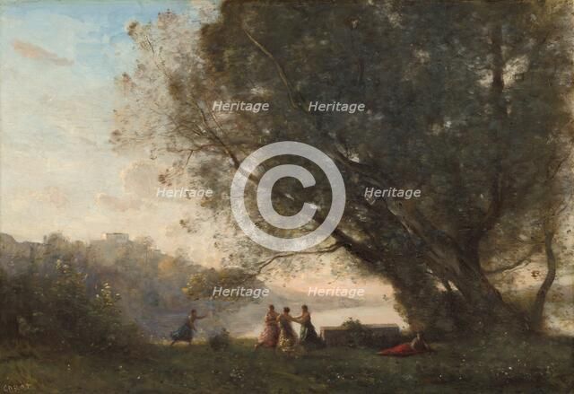 Dance under the Trees at the Edge of the Lake, 1865/1870. Creator: Jean-Baptiste-Camille Corot.