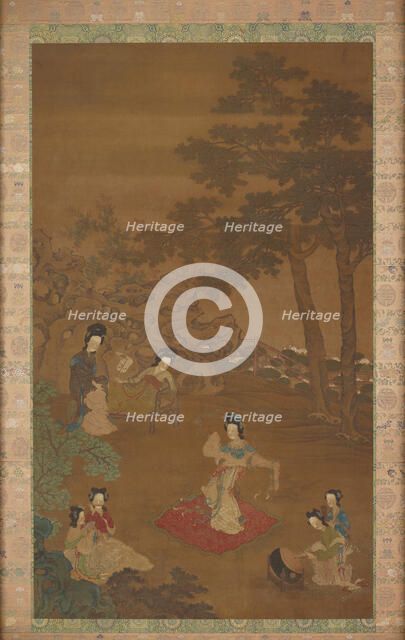 Dancer and Musicians in a Garden, Qing dynasty, 18th century. Creator: Unknown.