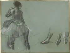 Dancer Seen from Behind and Three Studies of Feet, c. 1878. Creator: Edgar Degas