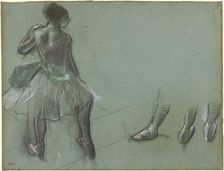 Dancer Seen from Behind and Three Studies of Feet, c. 1878. Creator: Edgar Degas