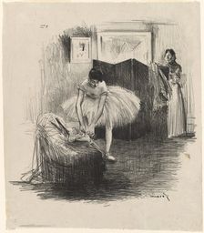 Dancer Tying Her Slipper, c. 1891. Creator: Jean Louis Forain