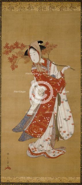 Dancer with a Maple Branch, Japan, Edo period, 1780-1790. Creator: Shunsho.