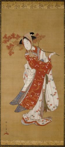 Dancer with a Maple Branch, Japan, Edo period, 1780-1790. Creator: Shunsho