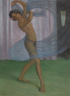 Dancer with veil, watched by a man, c1903. Creator: Mueller, Otto (1874-1930)