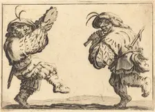 Dancers with Flute and Tambourine, c. 1617. Creator: Jacques Callot