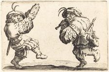 Dancers with Flute and Tambourine, c. 1622. Creator: Jacques Callot