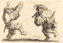 Dancers with Flute and Tambourine, c. 1622. Creator: Jacques Callot