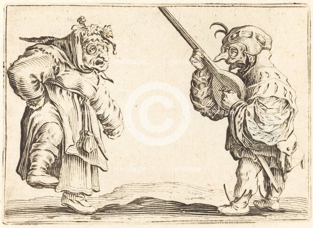 Dancers with Lute, c. 1622. Creator: Jacques Callot.