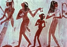 Dancers and musicians, fresco in the chapel of Djeser - Kare - Somb