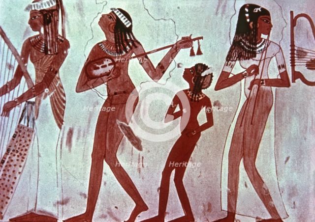 Dancers and musicians, fresco in the chapel of Djeser - Kare - Somb.