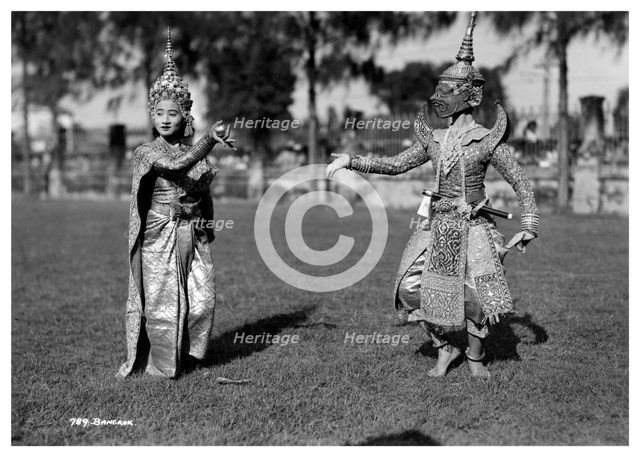 Dancers in traditional dress, Bangkok, Thailand, early 20th century(?). Artist: Unknown