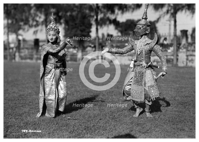 Dancers in traditional dress, Bangkok, Thailand, early 20th century(?). Artist: Unknown
