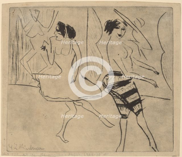 Dancers in Studio, 1911. Creator: Ernst Kirchner.
