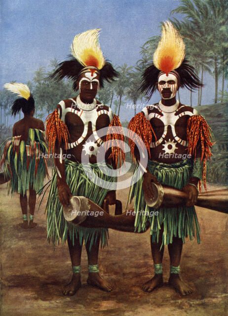 Dancers of the Fly River region, Papua New Guinea, 1920. Artist: Unknown
