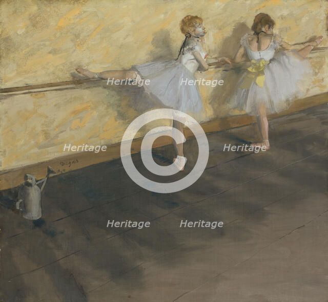 Dancers Practicing at the Barre, 1877. Creator: Edgar Degas.