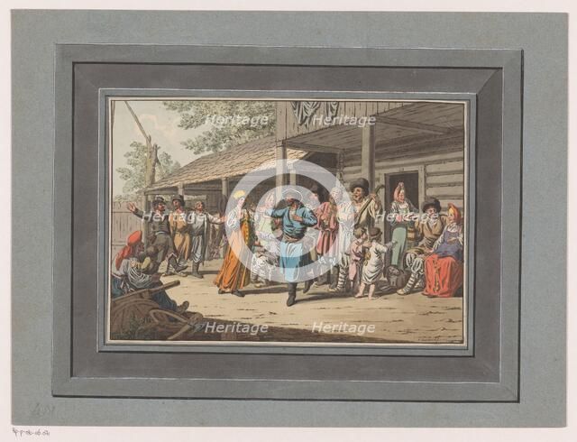 Dancing and making music at a farm, 1805. Creator: Christian Gottfried Heinrich Geissler.