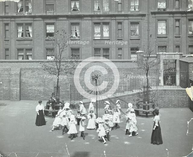Dancing around the maypole, Hugh Myddelton School, Finsbury, London, 1906. Artist: Unknown.
