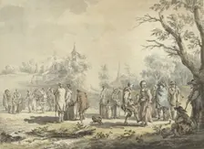 Dancing countrymen and spectators at a village, 1746-1810. Creator: Jean-Jacques de Boissieu