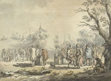 Dancing countrymen and spectators at a village, 1746-1810. Creator: Jean-Jacques de Boissieu