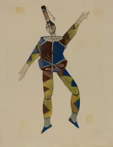 Dancing Doll: Harlequin, c. 1936. Creator: Mina Lowry