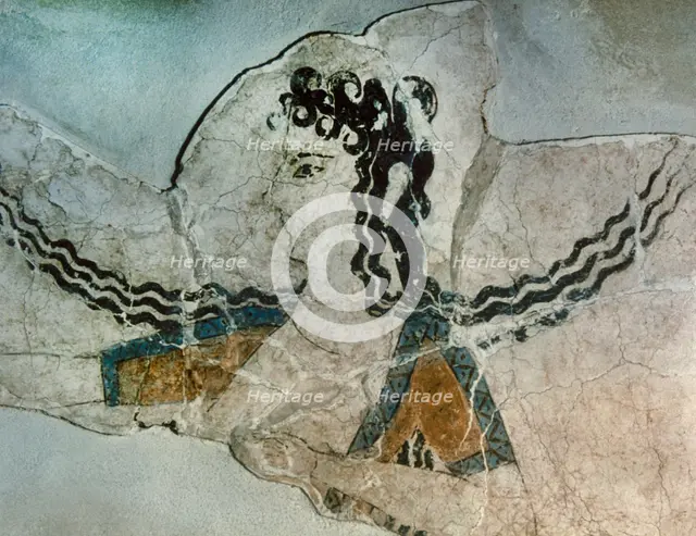 Dancing girl fresco, Queen's Megaron, Palace of Knossos, Crete, Greece, Bronze Age (2000). Creator: Unknown.