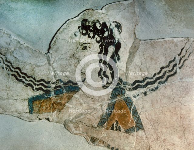 Dancing girl fresco, Queen's Megaron, Palace of Knossos, Crete, Greece, Bronze Age (2000). Creator: Unknown.