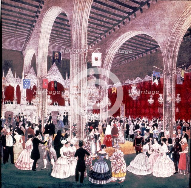Dancing in the Lonja of Barcelona, lithography.