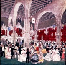 Dancing in the Lonja of Barcelona, lithography