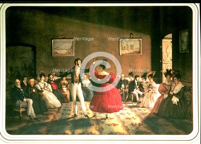 Dancing in a Buenos Aires ballroom, watercolor 1831.