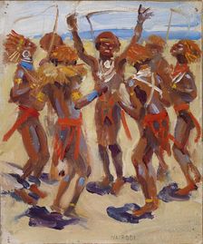 Dancing Kikuyu Warriors, 1909. Creator: Akseli Gallen-Kallela