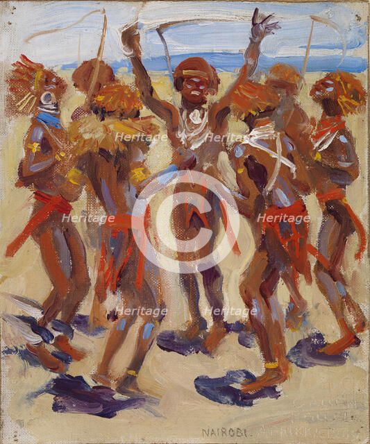 Dancing Kikuyu Warriors, 1909. Creator: Akseli Gallen-Kallela.