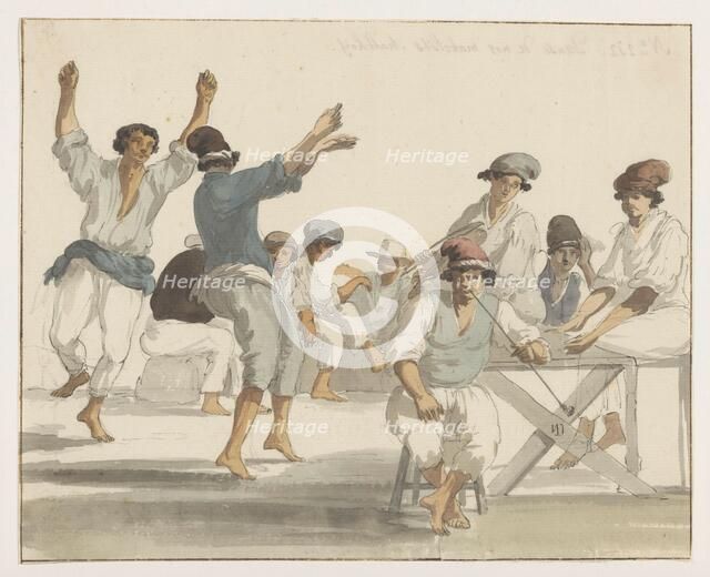 Dancing Maltese sailors, 1778. Creator: Louis Ducros.