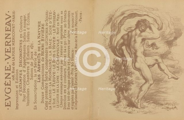 Dancing Nude and Advertisement for Eugène Verneau's "Estampes décoratives" [verso],1897. Creator: Louis Anquetin.