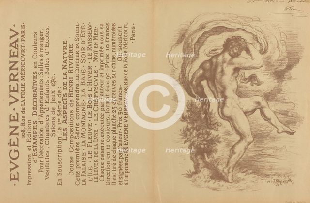 Dancing Nude and Advertisement for Eugène Verneau's "Estampes décoratives" [verso],1897. Creator: Louis Anquetin.
