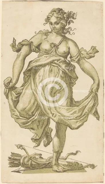 Dancing Nymph with Bow and Arrows, 1752-1754. Creator: John Baptist Jackson.