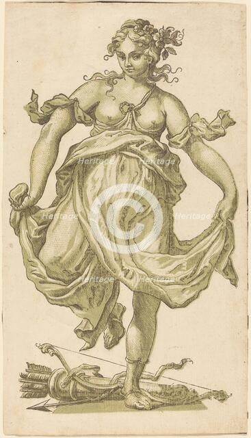 Dancing Nymph with Bow and Arrows, 1752-1754. Creator: John Baptist Jackson.