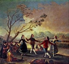 Dancing on the banks of Manzanares river 1777, oil painting by Francisco de Goya