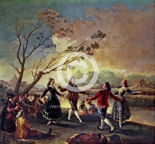  'Dancing on the banks of Manzanares river', 1777, oil painting by Francisco de Goya.