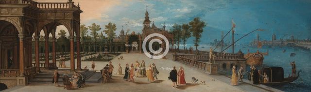 Dancing Party in the Forecourt of an Imaginary Palace with a Capriccio View of Venice in the Distanc Creator: Anon.